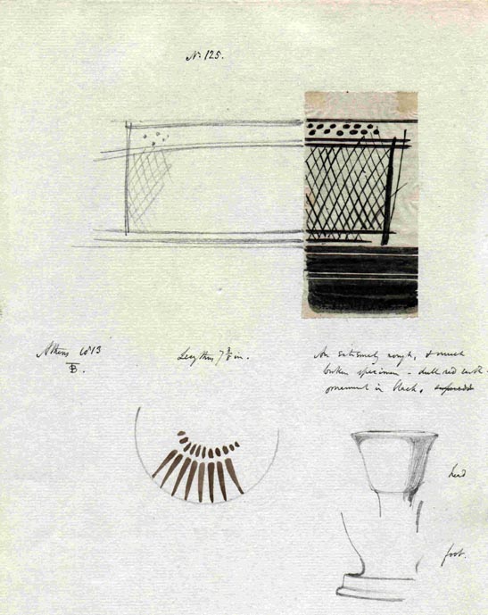 (125) lekythos pattern, sketch of neck, base